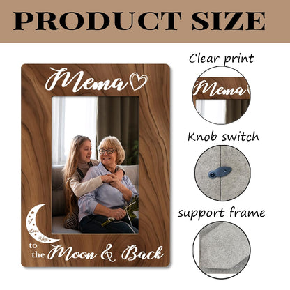 Mema Gift, Ideal Birthday Gift for Mema, Mother's Day Gift for Mema Grandma Mom, Mema I Love You to The Moon and Back Photo Frame, Holds 4 x 6 Inch Photo, Farmhouse Wooden Picture Frame Gift