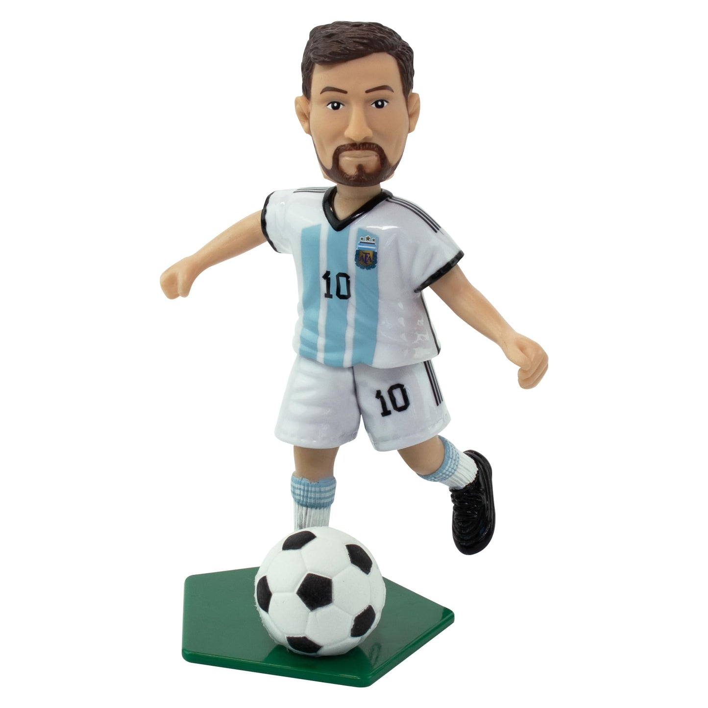 Maccabi Art Official Lionel Messi Argentina Soccer Action Figure, 4.5" Collectible with Movable Arms & Head, Display Stand