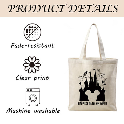 Canvas Tote Bag Aesthetic for Women,Reusable Canvas Cute Shoulder Bag for Grocery, Shopping, Beach & Daily Use