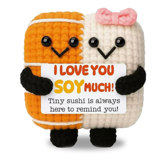 Mini Funny Handmade Crochet Sushi, Positive Emotional Support Sushi Gifts for Women Men Coworker