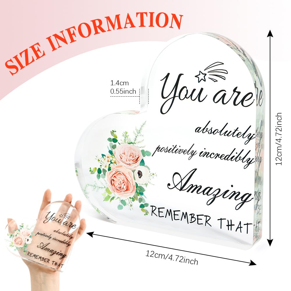 Acrylic Inspirational Heart Ornament for Women Inspirational Gift for Women, Acrylic Plaque Desk Sign Gift for Daughter Sister Birthday Modern Motivational