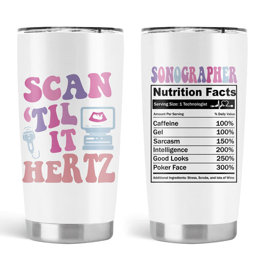 Sonographer Gifts, Ultrasound Tech Student Gifts, Sonographer Stainless Steel Insulated Tumbler with Lid and Straw 20Oz