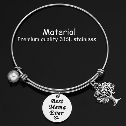 Mema Gifts Bracelet for Women Bracelets Ideas Worlds Best Mema ever Bangle Jewelry Mema Bracelet