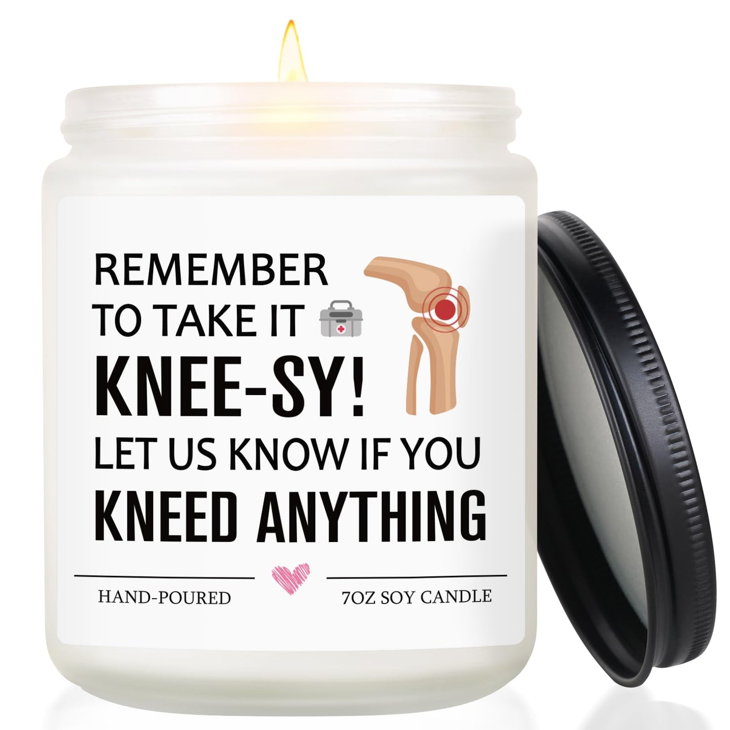 Post Knee Surgery Recovery Gifts, Knee Replacement Gifts, Knee-sy Gift, Comfort Get Well Soon Gift for Men Women Patients，Funny Lavender Scented Candle