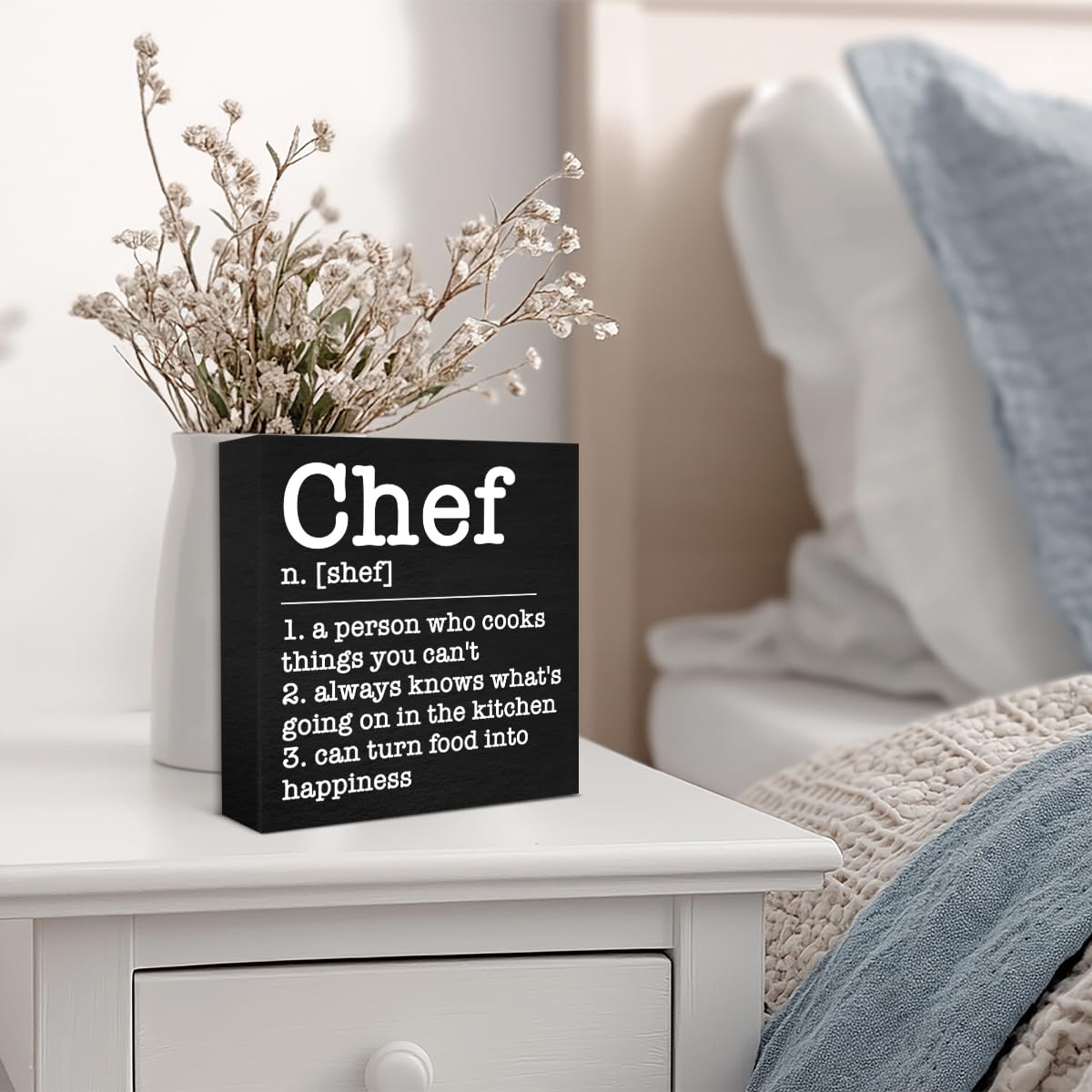 Chef Decor Chef Definition Wooden Box Sign for Home Kitchen Dinner Room Shelf Wall Decor, Cooking Gifts for Chefs Pastry Baker Culinary Student Teacher Cooking Lovers