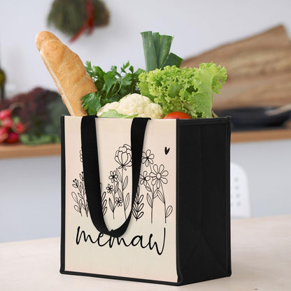 Grandma Mimi Gigi Grammy Nana Memaw Nanny Mama Mum Mom Auntie Gifts Reusable Canvas Tote Bag for Women