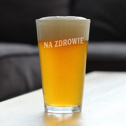 Bevvee Na Zdrowie - Polish Cheers - Pint Glass for Beer - Cute Poland Themed Gifts or Party Decor for Women and Men - 16 Oz