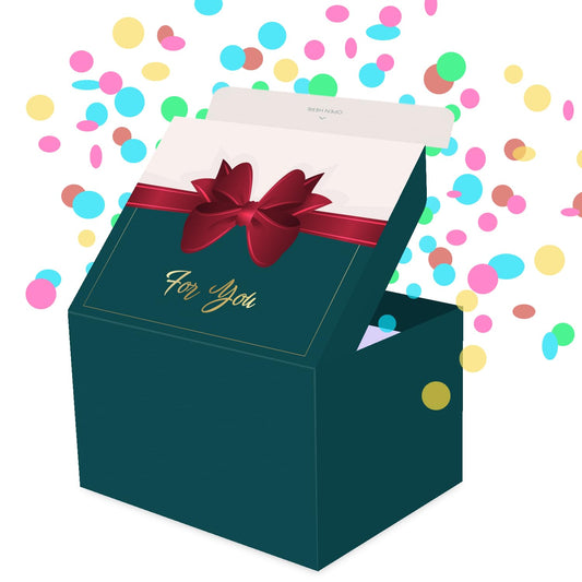 FETTIPOP Gift Box Surprise Exploding KIT (Bow), Confetti Explosion Birthday, Party, Father’s and Mother’s Day, Graduations, Anniversaries, Any Occasion - 7.1x5.5x4.3 in