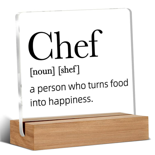 Chef Gifts for Men Women, Chef Definition Gift, Gifts for Chefs, Home Kitchen Decor, Desk Decor Acrylic Sign, 4 x 4 Inches