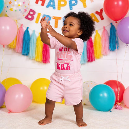 First Birthday Baby Girl outfit Gifts In My One Year Old Era 1st Birthday Infant Short Clothes + Shorts Set