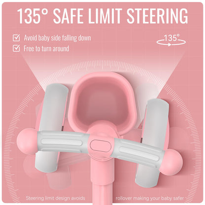 Umatoll Colorful Lighting Baby Balance Bike Toys for 1 Year Old Girl Gifts, Adjustable Seat, First Birthday Gifts, 12-24 Months Toddler Bike, New Pink