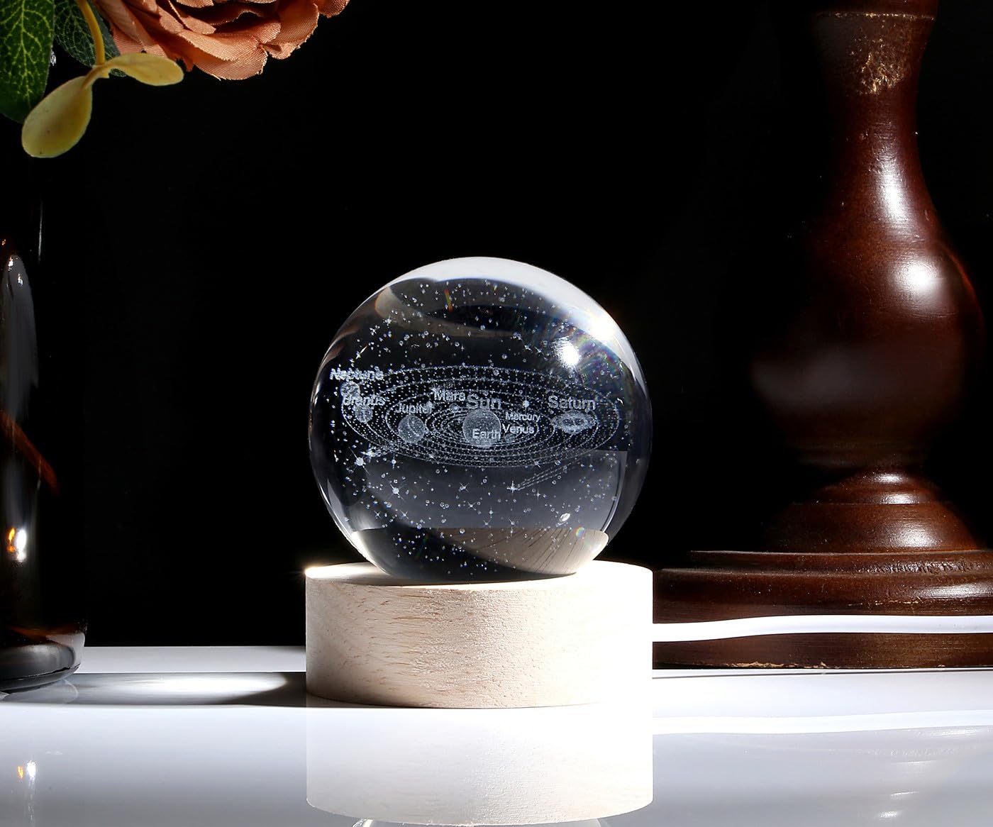 MAIBAOTA 3D Solar System Space Balls 2.4 Inches Crystal Ball Astronomy Decor Gifts for Physics Enthusiasts and Solar System Model Collectors Science Gifts