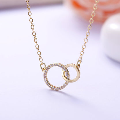 Kvekstio Wedding Day Mother of the Bride/Groom Gift, Minimalist Interlocking Circles Pendant Necklace Jewelry Gift for Mother