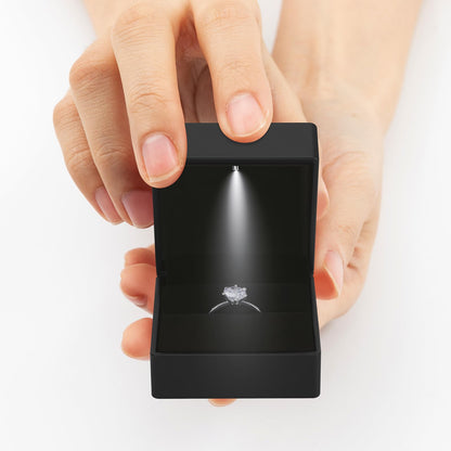 LED Ring Earring Box for Proposal, Wedding, Engagement， Luxury Jewelry Gift Box with LED Light, Jewellry Display Box (Black)