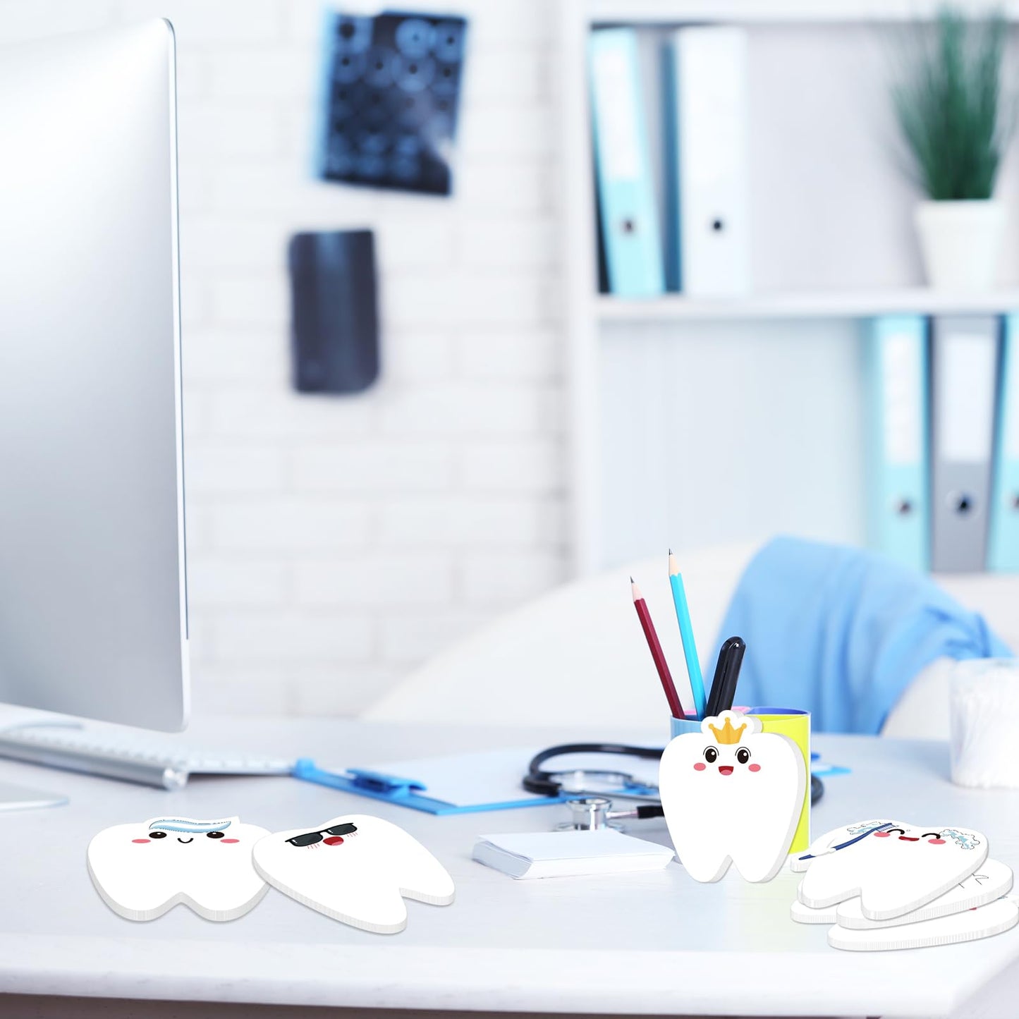 30Pcs Nurse Week Dental Assistant Appreciation Tooth-Shaped Sticky Notes Gifts: Dentist Post it Notepad for Adults, Coworker, Employees Christmas Holiday Office Party Supplies