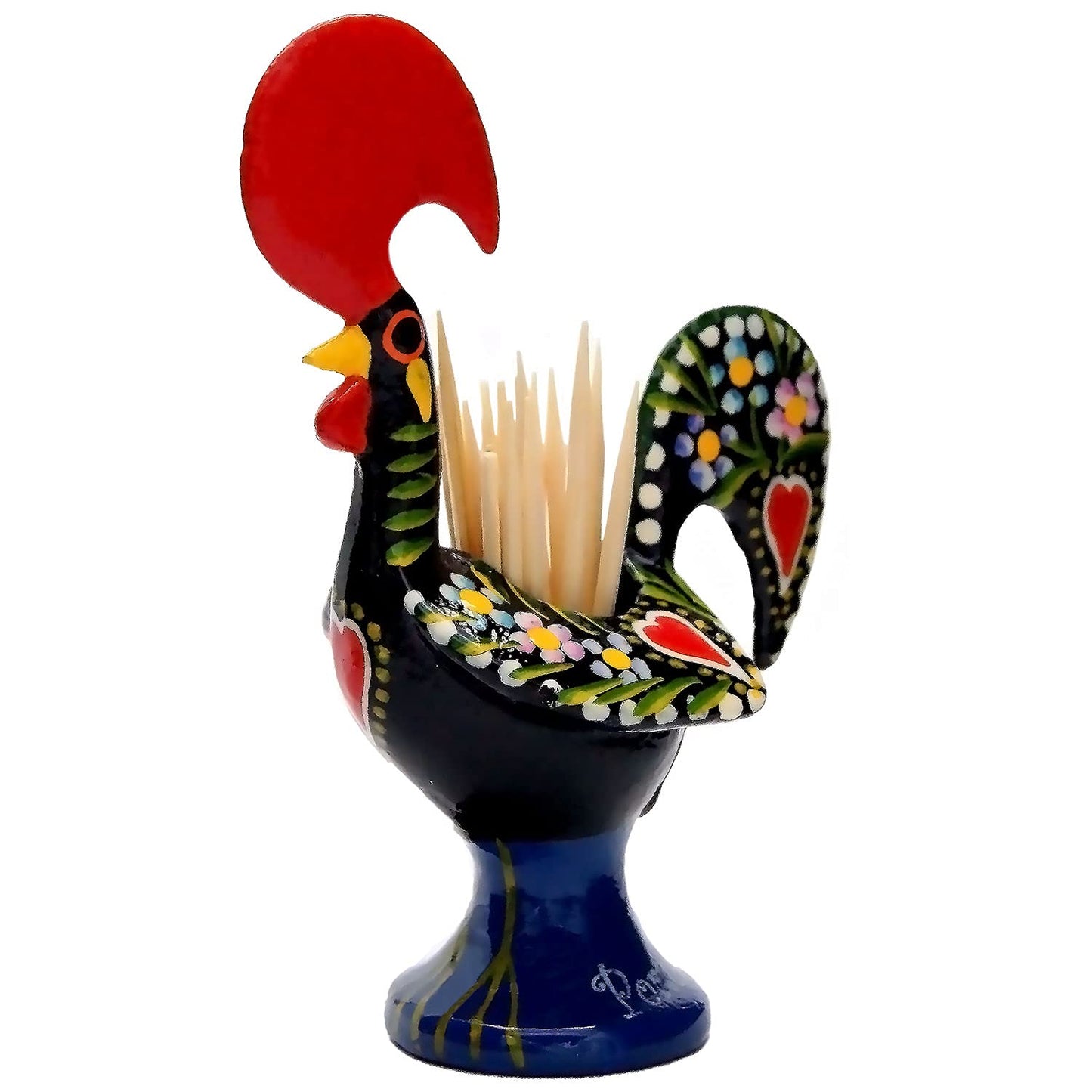 Galos 4 Inch Good Luck Traditional Portuguese Rooster Toothpick Holder Black 4 Inch Tall
