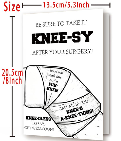 Funny Get Well Soon Knee Card, Humor Speedy Surgery Recovery Gifts for Women Men, After Knee Surgery Card Gift for Him Her