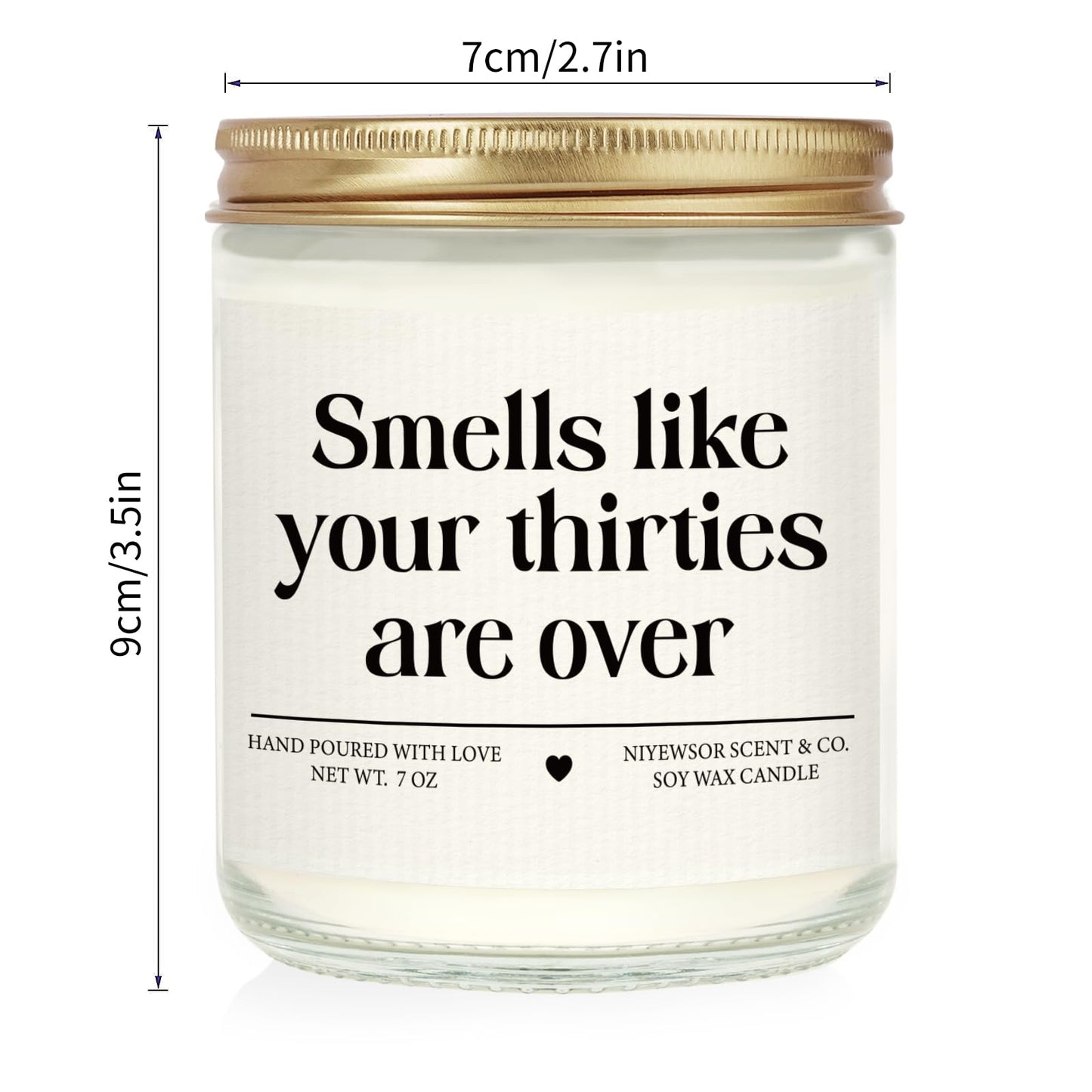 Niyewsor 40th Birthday Gifts Women Men, Forty Birthday Candle, 1986 40th Birthday Decorations for Women Men, 40 Year Old Bday Gifts for Friend, Sister, Wife, Husband, Handmade, 7oz