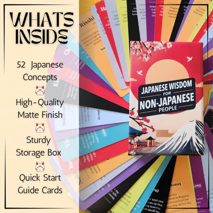 Japanese Wisdom Card Deck – 52 Mindfulness Cards with Humor | Ikigai, Zen & Philosophy for Daily Reflection, Gift for Colleagues & Friends