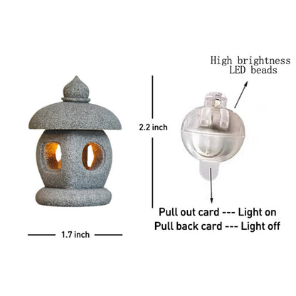 Japanese Pagoda LED Lamp Statue Figurine, LED Lantern Pagoda Statue Figurines for Home Table Decor - Style A