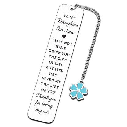 Daughter in Law Gifts from Mother in Law - Mothers Day Gifts for Daughter in Laws Birthday Future Daughters in Laws Gift for Mothers Day Birthday Wedding Anniversary, Bookmark for Book Lover Women