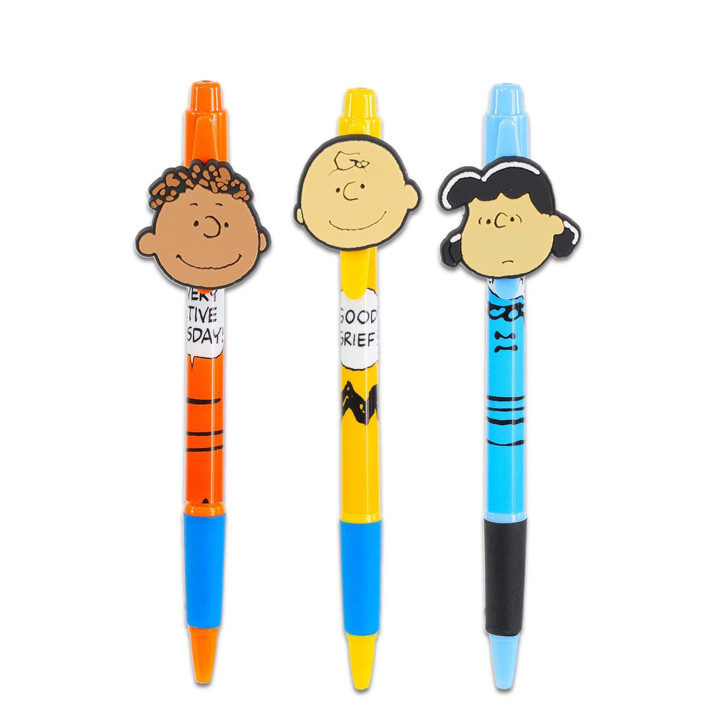 Peanuts Pens Gift Set - Bundle with 3 Charlie Brown Pens with Clip Plus Stickers | Peanuts Office Desk and School Supplies