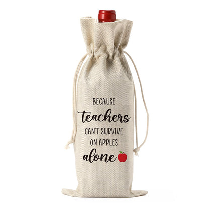 Funny Teacher Gifts for Women, Teacher Wine Bag, Teachers Valentines Day Retirement Appreciation Birthday Gifts for Teachers，Teachers Wine Bottle Bags