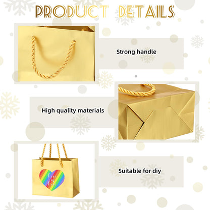 Fainne 24 Pcs Gold Mini Gift Bags with Handle Gift Card Bags Bulk Extra Small Paper Party Favor Boxes Tiny for Mother's Day Wedding Baby Shower Birthday Wrapping Supplies, 4.7 x 3.9 x 2.3 Inch
