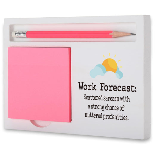 Funny Work Forecast Office Humor Gifts for Coworkers Boss Medical Workers, Appreciation for Employee Teacher Humor Remote Work, Farewell Promotion Congratulations, White Note Pad Holder MT28