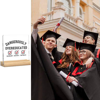 Funny PHD Graduation Gifts for Women Men Her Him Congrats Grad Sign for Doctor New Dr Doctoral Graduation Clear Acrylic Decorations Sign for Home Desk Shelves 4 X 4 Inch
