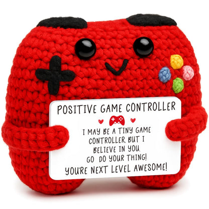 Busy Gaming Life Positive Crochet Controller Graduation Gifts for Son Daughter Mothers Day Birthday, Gamer Gift for Teen Boy Girl, Boy Room Decor, Handmade Gamer Game Controller for Teenage Boy Girl