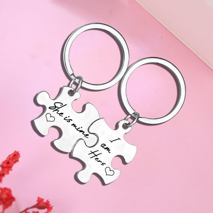 2 Pcs Lesbian Couples Keychain Set Anniversary Valentine's Day Gift For Lesbian Girlfriend Keychain For LGBT Birthday Gift