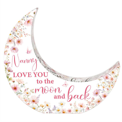 Nanny Gifts, Mothers Day Birthday Gifts for Grandma, Moon Acrylic Desk Decorations, Retirement Appreciation Gift for Women Granny Nana, Pink Floral Acrylic Plaque for Office Bedroom Decor