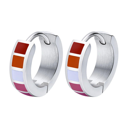 Nanafast Stainless Steel Rainbow Small Huggie Hoop Earrings LGBT Pride Earrings for Women Men Lesbian Bisexual Transgender Nonbinary Asexual Flag Earrings LGBTQ Pride Jewelry
