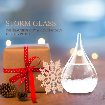 Unique Christmas Gifts, Storm Glass Weather Predictor，Mini Transparent Drop-Shaped Glass Snow Globe,Cool GIFS and Home/Office Desk Decorations