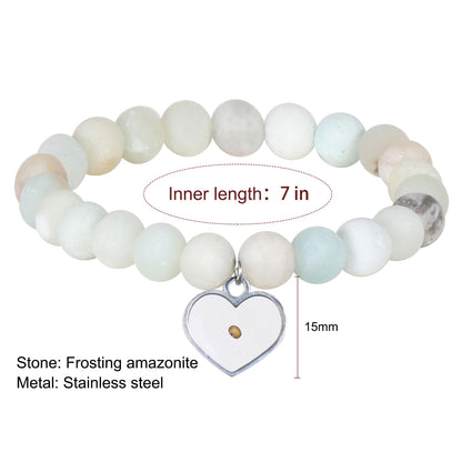 VZBarn Miscarriage Gift Heart Charm Stretch Bracelet Crystals and Healing Stones Bracelet for Mother Father