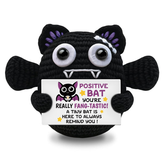 Handmade Positive Crochet Bat Doll Birthday Gifts for Women Men Friends Couples Unique Gifts for Her Him Inspirational Cute Desk Emotional Crochet Room Decor for Women