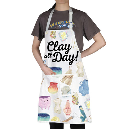 WZMPA Pottery Maker Apron Ceramic Artist Gift Clay All Day Adjustable Apron With Pockets For Pottery Teacher Student
