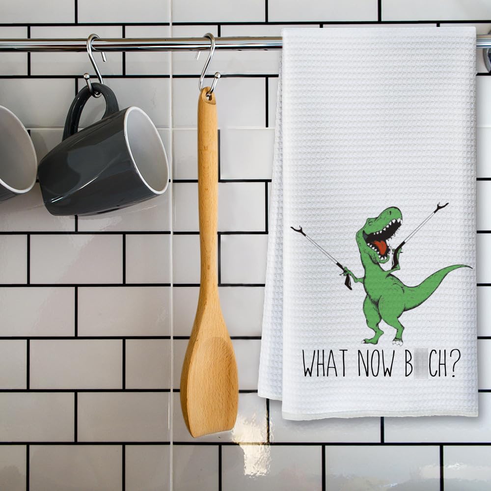 Funny Joked Themed Kitchen Dishcloth Gifts for Hostess Mom Women Housewarming, Funny Dinosaur Hand Towels for Best Friend Bestie, Sarcastic Adult Kitchen Towels Dish Towel Dishcloth 16x24