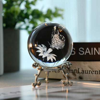 Butterfly Gifts for Women 3D Crystal Ball Butterfly Gift for Her Girl with Stand Wife Mom