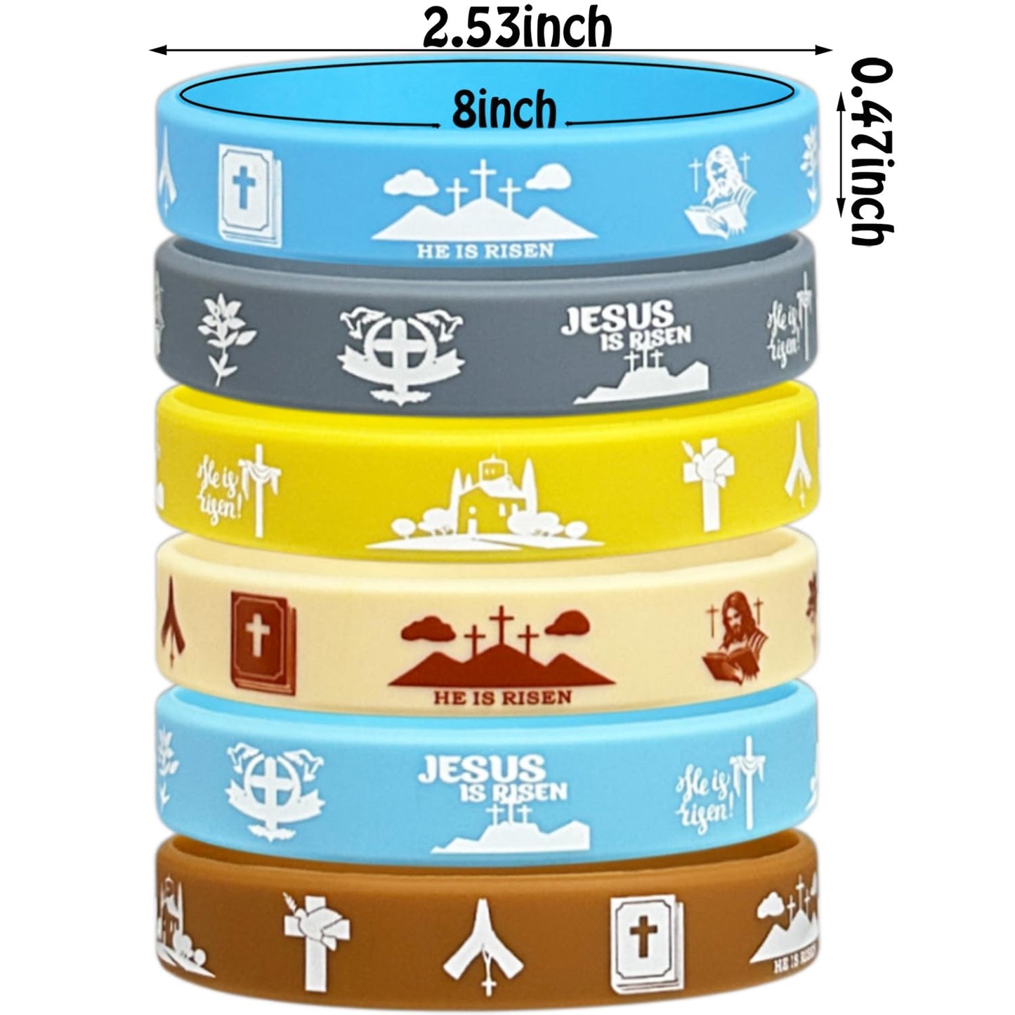 He is Risen Rubber Bracelets Happy Easter Themed Party Supplies Silicone Wristbands He is Risen Easter Party Favors Gift Goodie Bag Fillers Stuff Set of 24 Counts