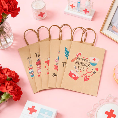 12 PCS Nurse Gift Bags for Medical Assistant Gifts Paper Nurse Goodie Bags with Handle for Student Thank You Doctor Healthcare Workers Graduation Party Favors Supplies Decorations Appreciation Wrap