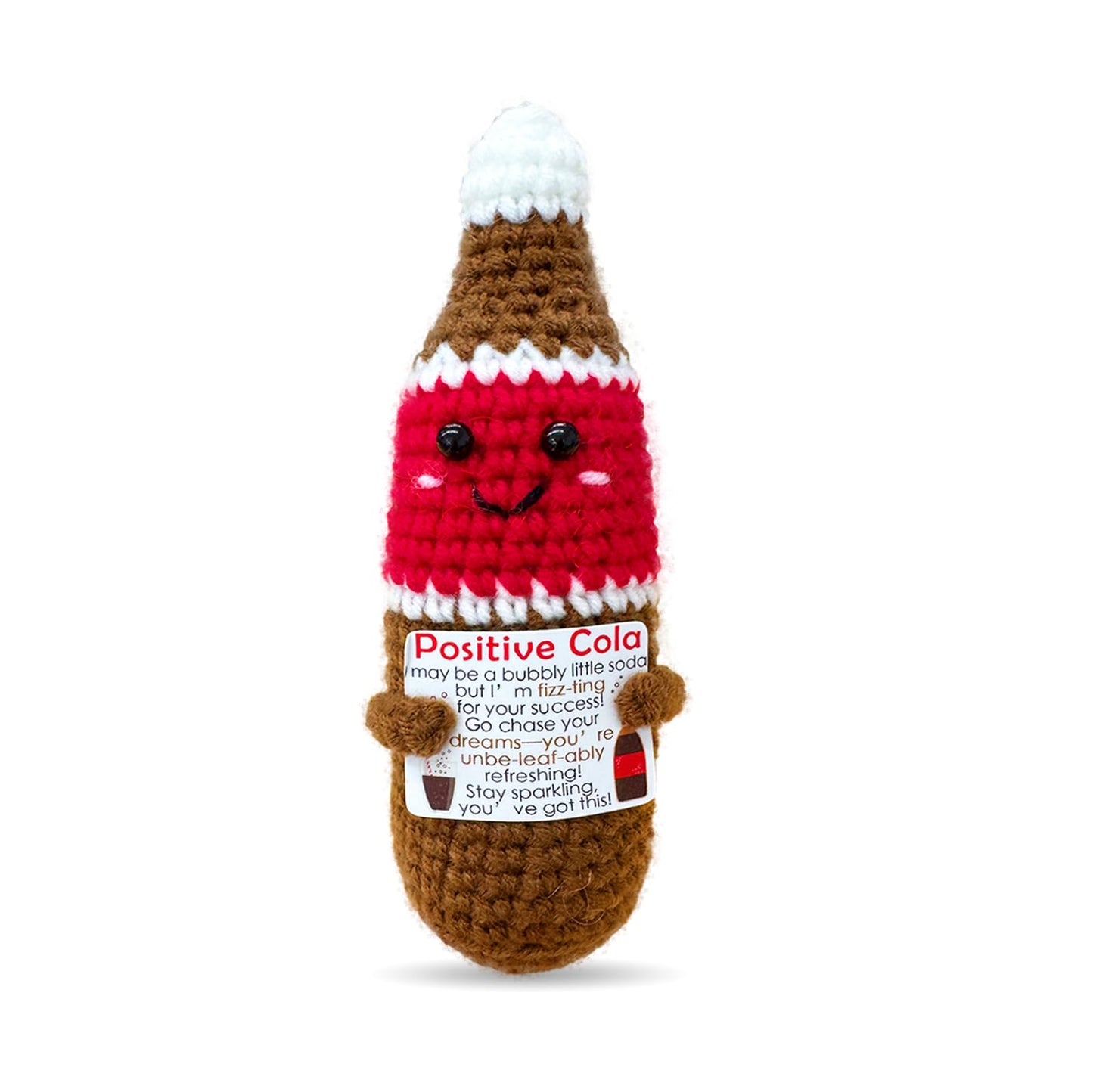 Mini Cute Soda Doll Emotional Support Gift for Women,Positive Handmade Crochet Soda Doll Inspirational Gift for Family and Friends,Cute Desktop Decor