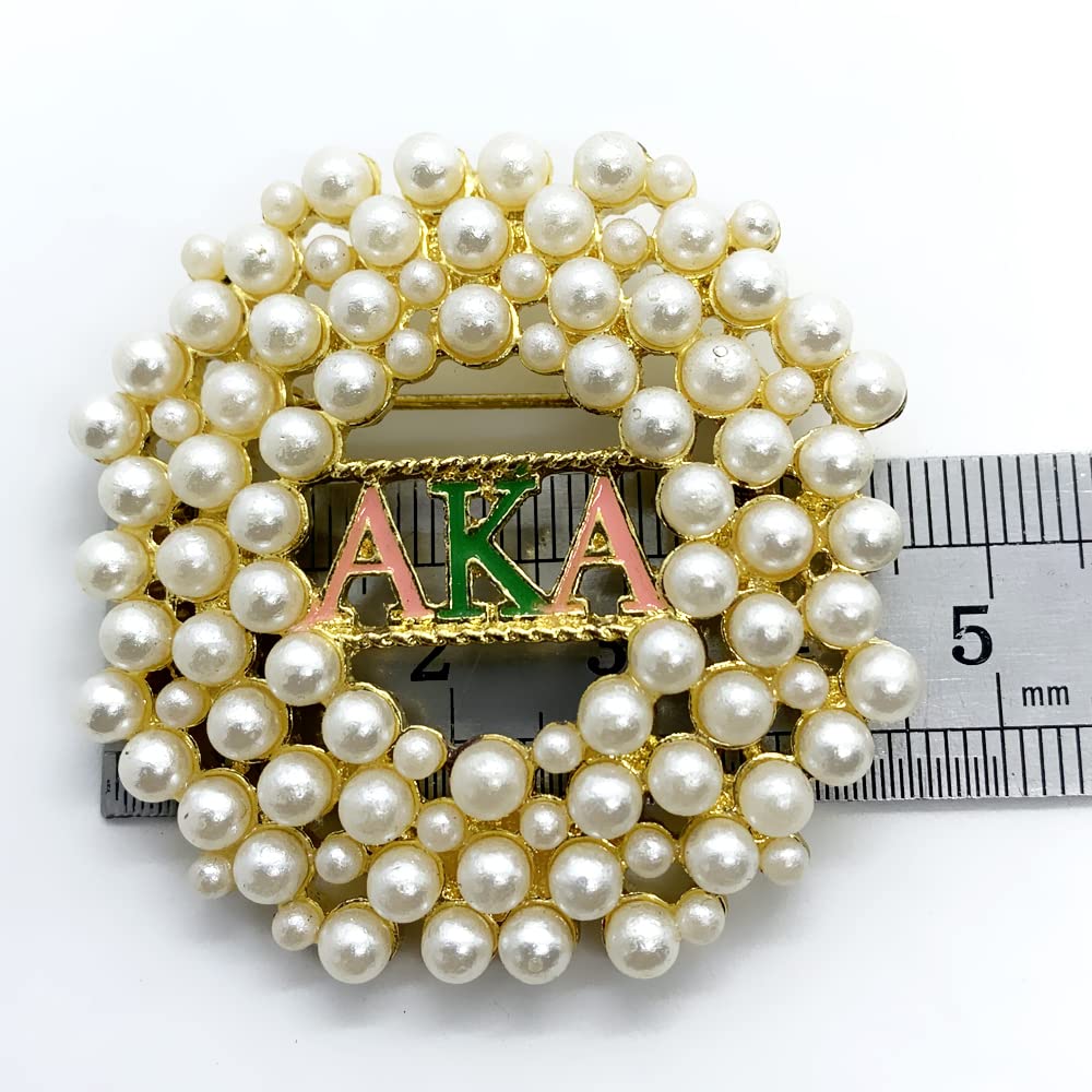 Fashion simulation pearl inlaid metal greek letter sorority society golden brooch