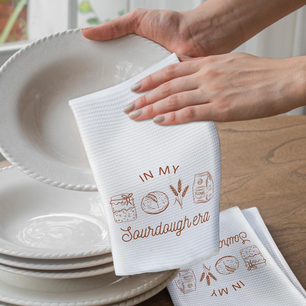 in My Sourdough Era Sourdough Flour Sack Kitchen Towels Funny Sourdough Kitchen Towel Gifts for Baker Mom Grandma, Sourdough Bread Towel Sourdough Bread Baker Gifts Bakers Lover Towels 16x24