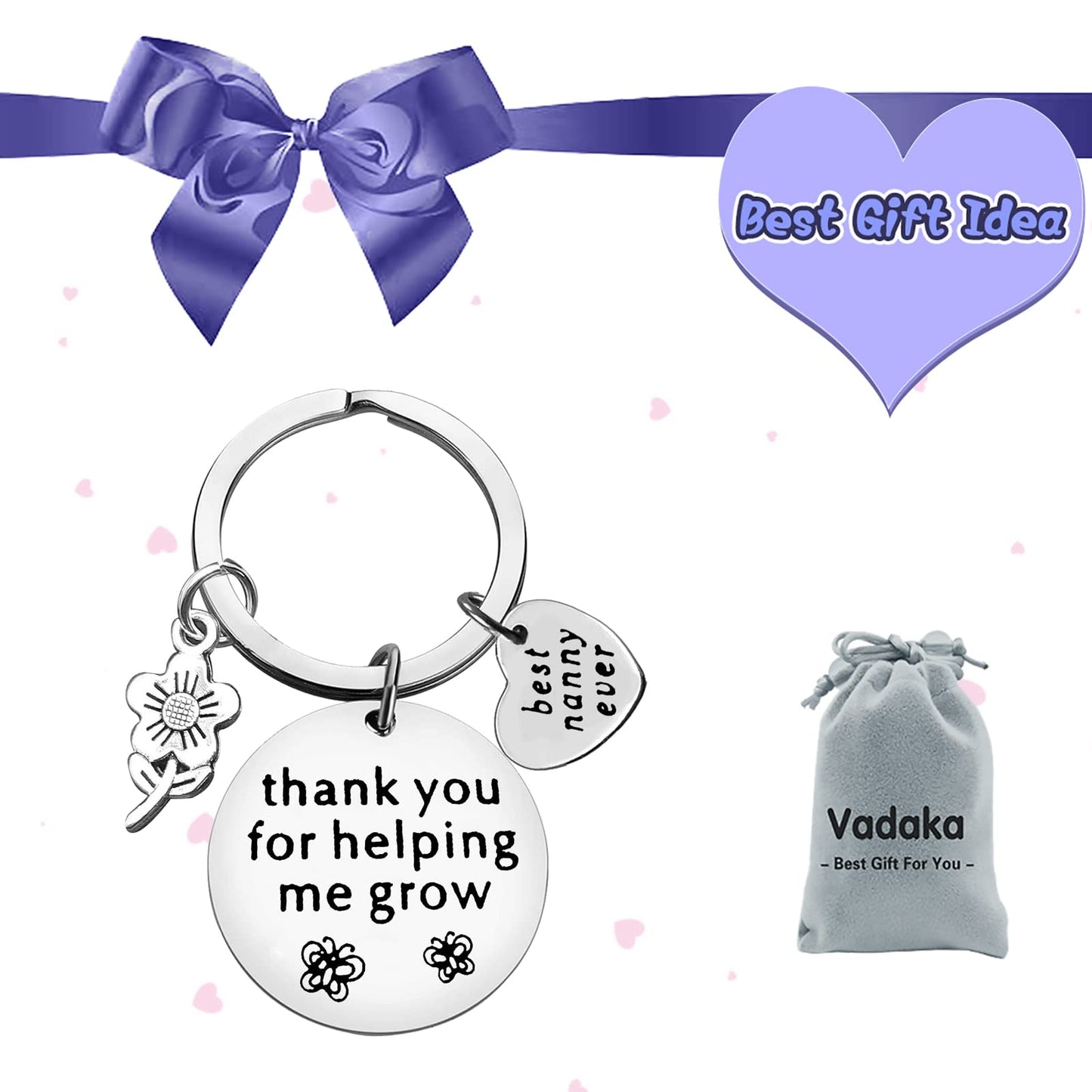 Vadaka Nanny Appreciation Jewelry Keychain Grandma Gift Nanny Gift from Grandchildren Thank You Present for Grandma Grandmother Babysitter Present Appreciation Gifts Christmas Birthday Gifts