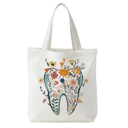 Dental Hygienist Gifts, Dental Canvas Tote Bag, Gifts for Dentists Reusable Shopping Grocery Bags