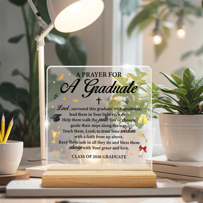 Christian Graduation Gifts, Grad Gifts 2026 for Him Her, Christian Religious Graduation Gift, a Prayer for a Graduate Clear Acrylic Sign Dorm Desk Decor