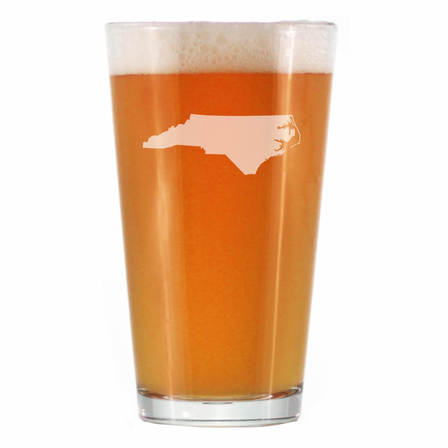 Bevvee North Carolina State Outline Pint Glass for Beer - State Themed Drinking Decor and Gifts for North Carolinian Women & Men - 16 Oz Glasses