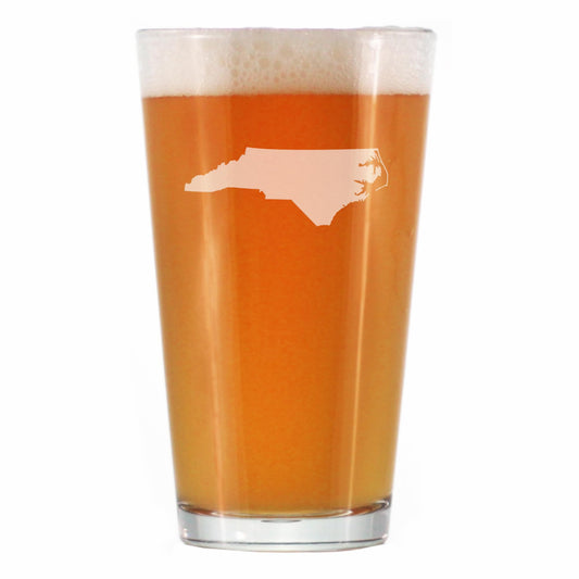 Bevvee North Carolina State Outline Pint Glass for Beer - State Themed Drinking Decor and Gifts for North Carolinian Women & Men - 16 Oz Glasses